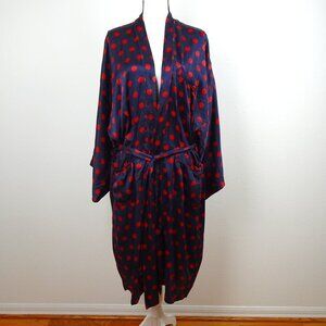 Vintage Addiction ONE SIZE Silk Belted Kimono Robe Unisex Old Money Polka Dot